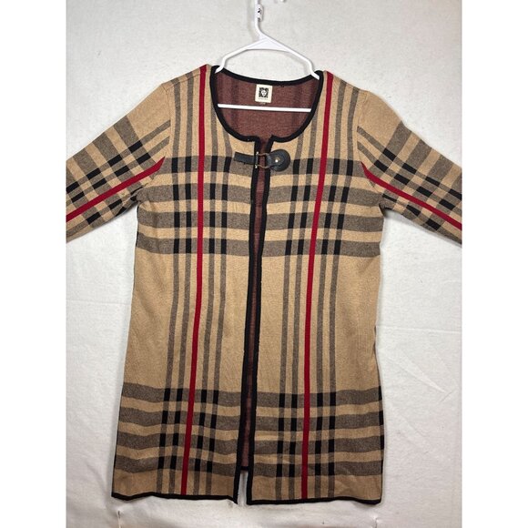 Anne Klein Sweaters - Anne Klein Womens Large Plaid Cardigan Coat
